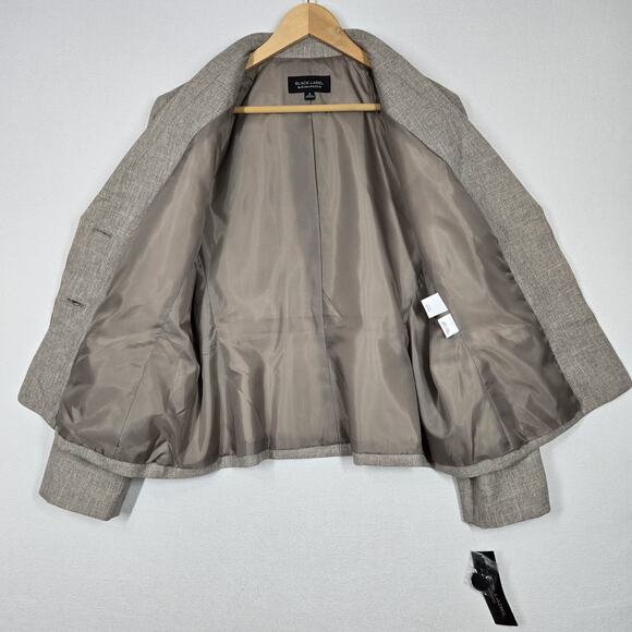 Black Label by Evan Picone Jacket Blazer sz 18 Tan Tweed Pockets Lined Career - Picture 5 of 13